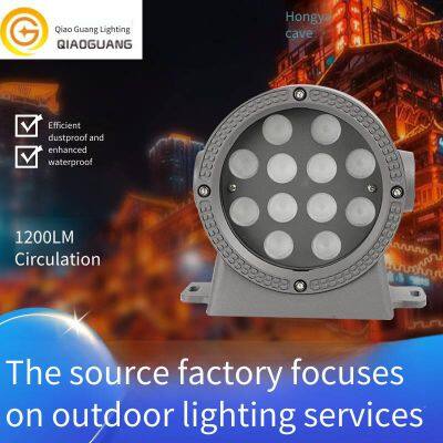 qiaoguang lighting round outdoor wall lamp, waterproof floodlight for building lighting, led outdoor wall lamp for villas
