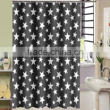 100% polyester White Stars printed shower curtain for hotel, family, waterproof bath curtain