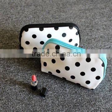 New ladies polyester waterproof beautiful dot cosmetic bag makeup pouch cosmetic cases