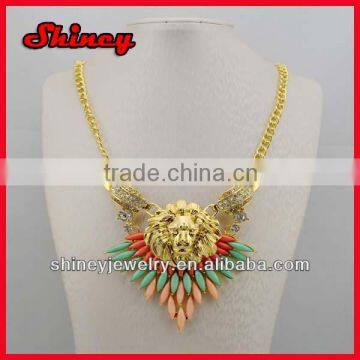 2014 alloy rhinestone paved trendy fashion chunky statement necklace