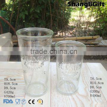 Cylinder Glass Cup 700ml Glass Tumbler With Logo