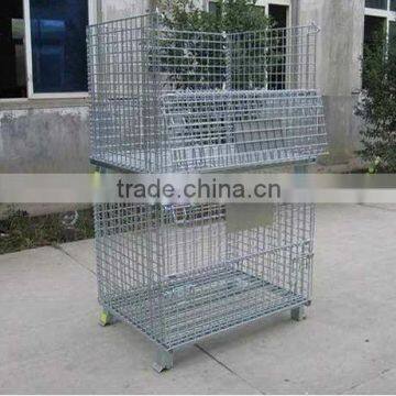 Galvanized Foldable Wire Container in Store