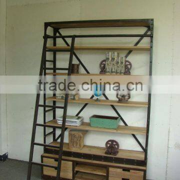 industrial style metal and wood bookcase