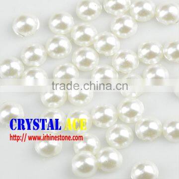 Half Round Pearl Imitation Pearl Beads, ABS pearls ivory white color flat back for mobile phone