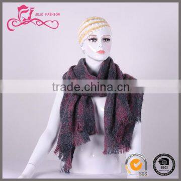 wholesale customize plaid tarten woven label knitted acrylic scarf