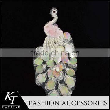 Special peacock design handmade sequin beaded embroidery lace flower applique