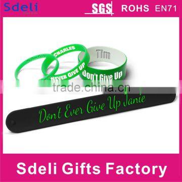 custom silicone ruler slap bracelet for promotional gifts