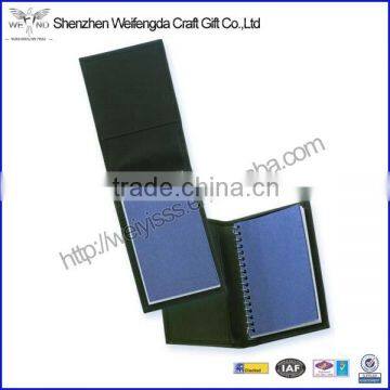 Wholesale Black High Quality Top Grade Leather Spiral Notepad Holder