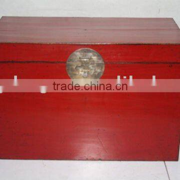 chinese antique red wooden chest