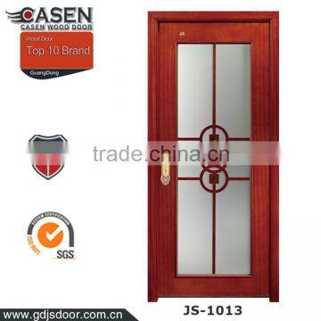 Top fashion new design decorative glass inserts tempered glass door wood framed glass door for bathroom