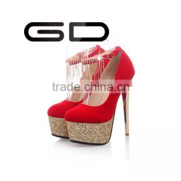 Newest Suede Leather High Heels Platform Single Shoe for Evening Dress