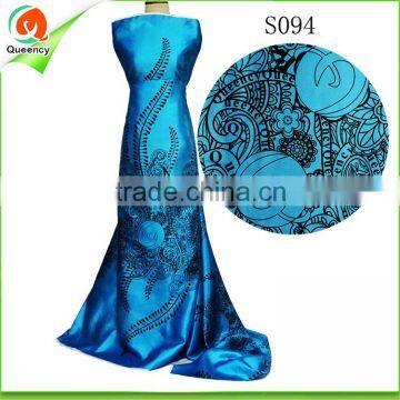 fashion beaded wax silk fabric for african women/ lady dress and tie