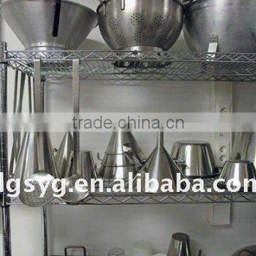 Chrome Wire Shelving for FOOD SERVICE STORAGE-with professional cooking materials