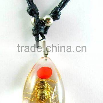 Multiple Insects Baby Teething Amber Floating Pendant Necklace