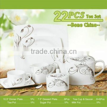 22pcs decal fine bone china dinner set