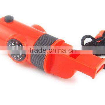 Survival Multifunction Whistle With Compass Thermometer Mirror Magnifier And Led Torch
