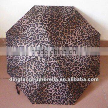 Automatic open leopard design telescopic fold umbrella outdoor