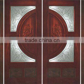 Glass Inserts Double Exterior Wooden Doors Design 2013 New DJ-S9472MCST