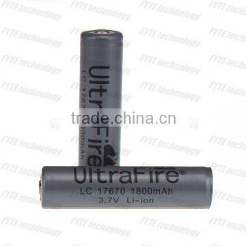 High quality UltraFire 17670 3.7V 1800mAh Protected Li-ion Rechargeable Battery with wholesale price