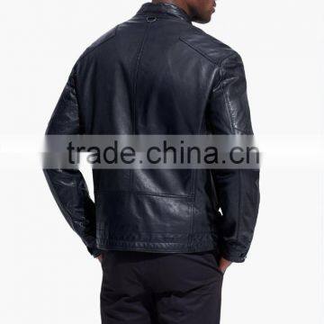 Men Studded Black Leather Jacket With Belt