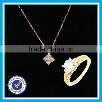 Real zircon wedding gold ring necklace set fashion jewelry set in latest design
