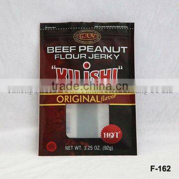 3 side sealed beef jerky packaging bag with clear window