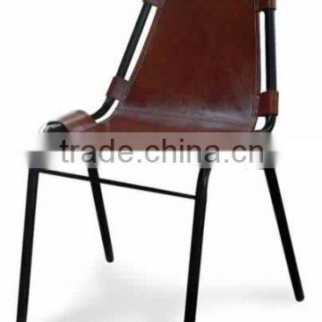 INDUSTRIAL LEATHER METAL FRAME CHAIR , HURRY LEATHER DINING CHAIR
