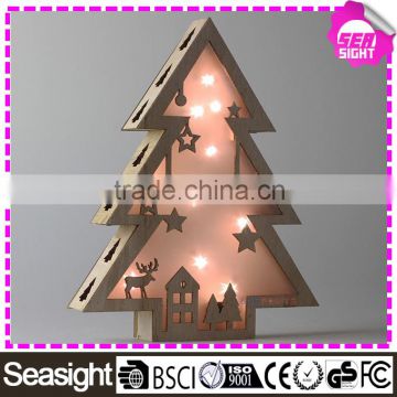 40CM Led christmas tree light, Battery wooden christmas led light for decoration