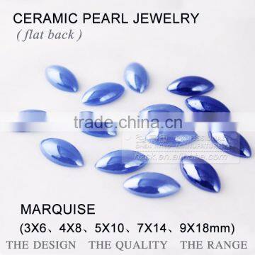 Wholesale flat back pearl marquise ceramics pearl beads & crystal rhinestone colorful unfading quality