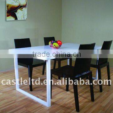 Wooden top and steel frame High gloss white Dining table/modern fashonable dining room set