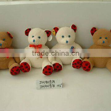 10.5" beautiful customized soft plush stuffed 2-colour bear toy with printed toes&ears for valentine day