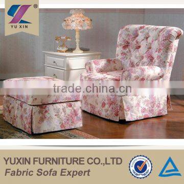 Comfortable Floral pattern fabric armchair with ottoman