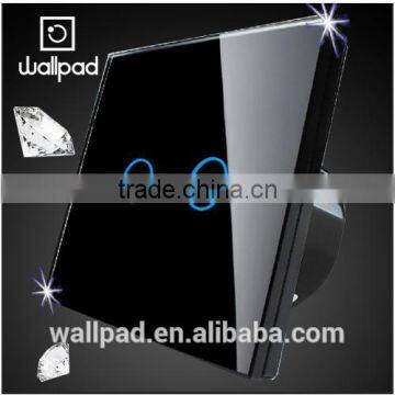 2016 Hot Wallpad Waterproof Black 110~250V 2 Gang Capacitive Touch Switch Crystal Glass Panel                        
                                                Quality Choice