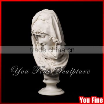 Hand Carved White Marble Garden Lady Bust Sculpture