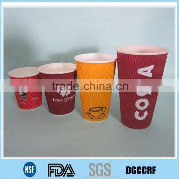 Custom logo printed ripple and tripple wall paper cup and lid