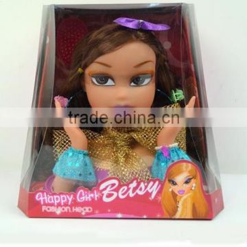 fashion doll half body big head brown hair beauty girl