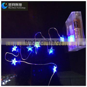 2016 decoration led copper wire silver wire star light string 3AA batteris operated PVC box packaging