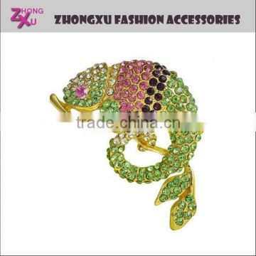 fashion lady beautiful colorful crystal chameleon brooch