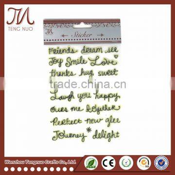 Fashion Word Sticker Glitter PVC Vinyl Crystal Plastic Sticker For Decoration