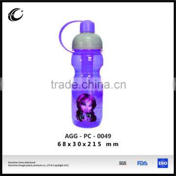 PP PC PS drinkware plastic bottle wholesale logo printing 650ml plastic bottle for drinking round plastic bottle