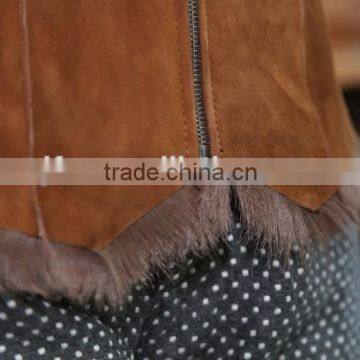 Fashion Design Double Face Shearing Lamb Fur Garment With Fox Fur Collar Detachable photo-5