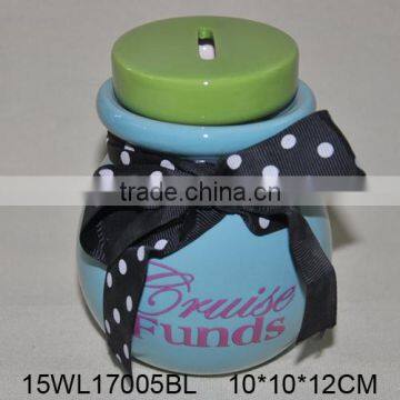 Lastest style ceramic piggy bank with tie