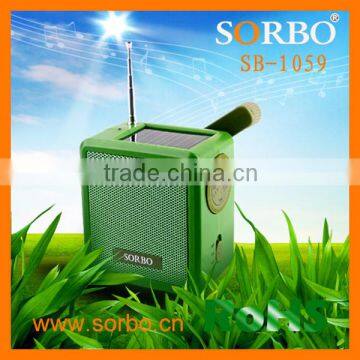 Cheap mini portable am fm radio with solar energy powered