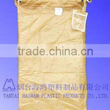 reinforced and UV treated beige fabric big bag/ventilated U-panel baffle bag with spout top and discharge spout