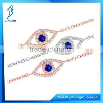 Fashion Jewelry Evil Eye Gold Blue Sapphire 925 Silver Bracelet