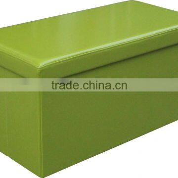 Double size ! Shiny PU Green foldable storage ottoman