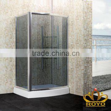 flexible curved sliding door fiberglass shower enclosure with grey glass