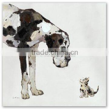 ROYI ART Cat and Dog Modern Oil Painting with stretchered frame Wholesale