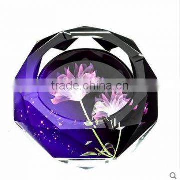 nice crystal ashtray with flower picture for decoration and gift CA-003