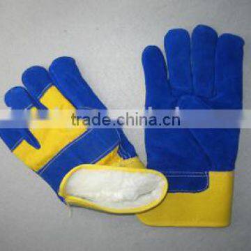 Blue Cow Split Leather Palm Acryli Lined Winter Glove-3085